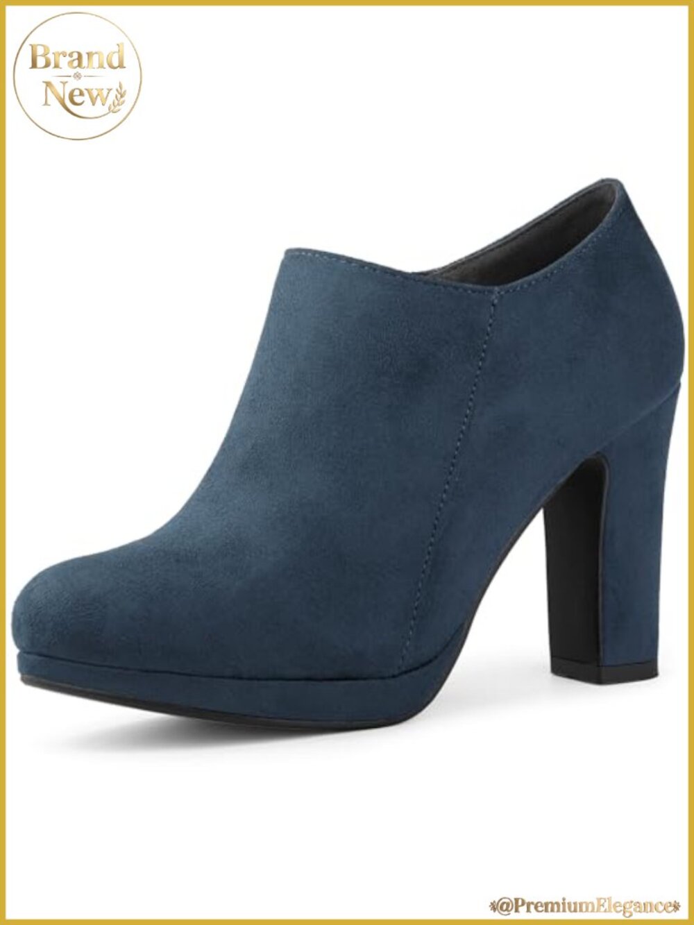 Allegra K Platform Ankle Booties Chunky Heel Faux Suede Round Toe